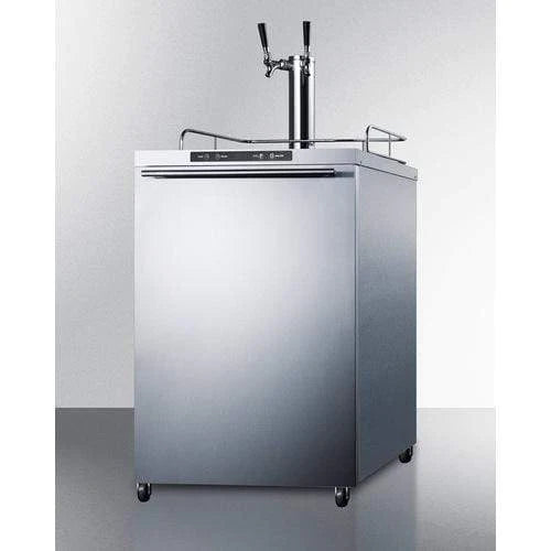 Summit Commercial 24-Inch 5.6 Cu. Ft. Outdoor Rated Double Tap Beer Dispenser / Kegerator - Professional Handle - SBC635MOS7HVTWIN